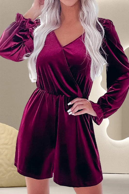 Elegant Surplice Flounce Sleeve Romper - adritiX