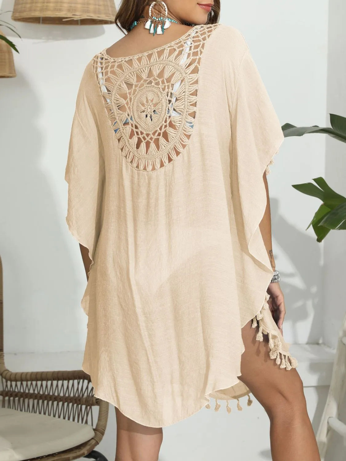 Tassel Crochet Round Neck Cover-Up - adritiX