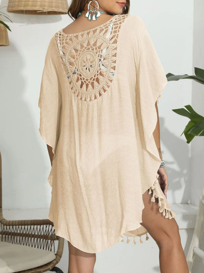 Tassel Crochet Round Neck Cover-Up - adritiX