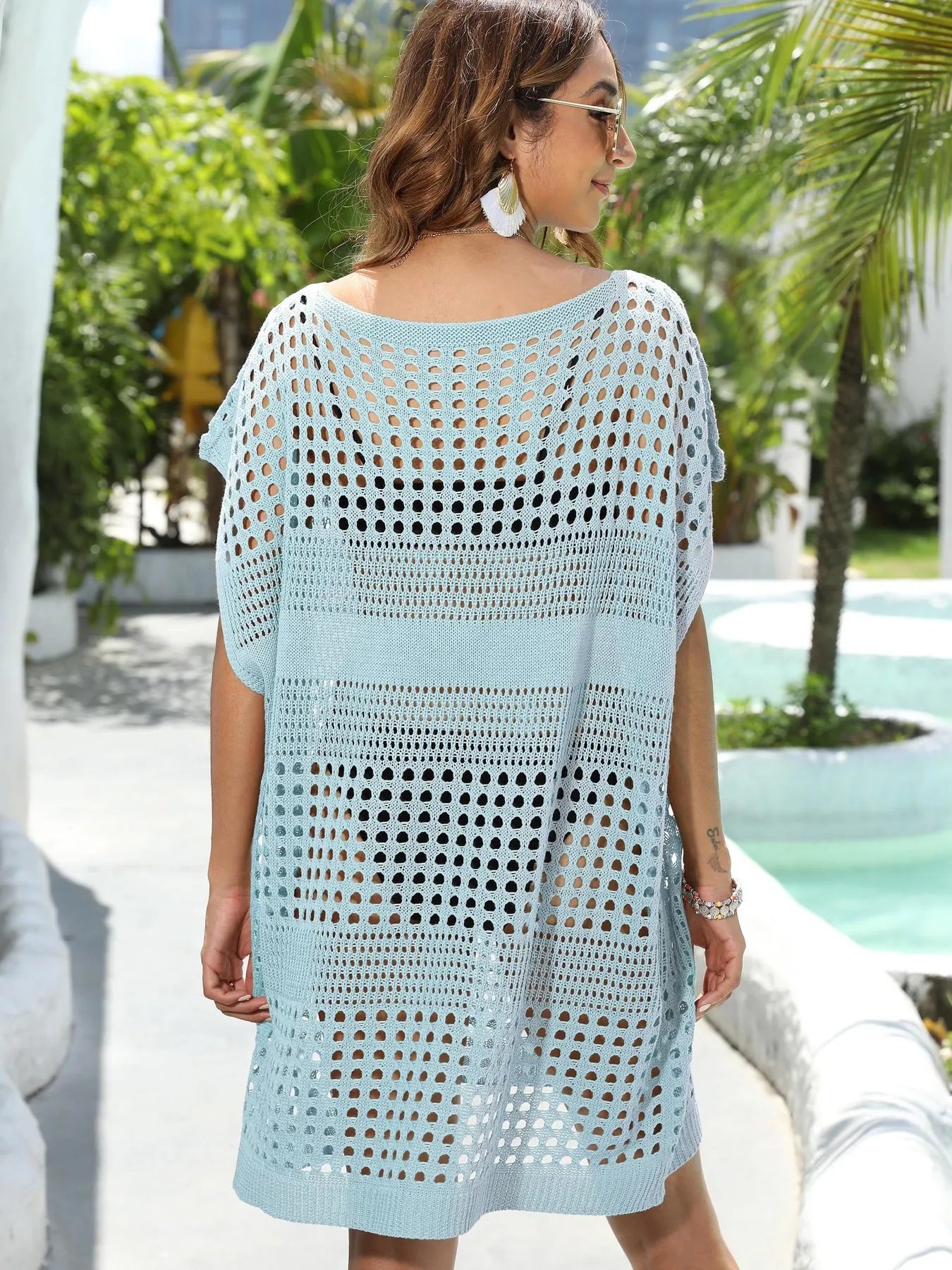 Crochet Knit Beach Cover Up Dress - adritiX