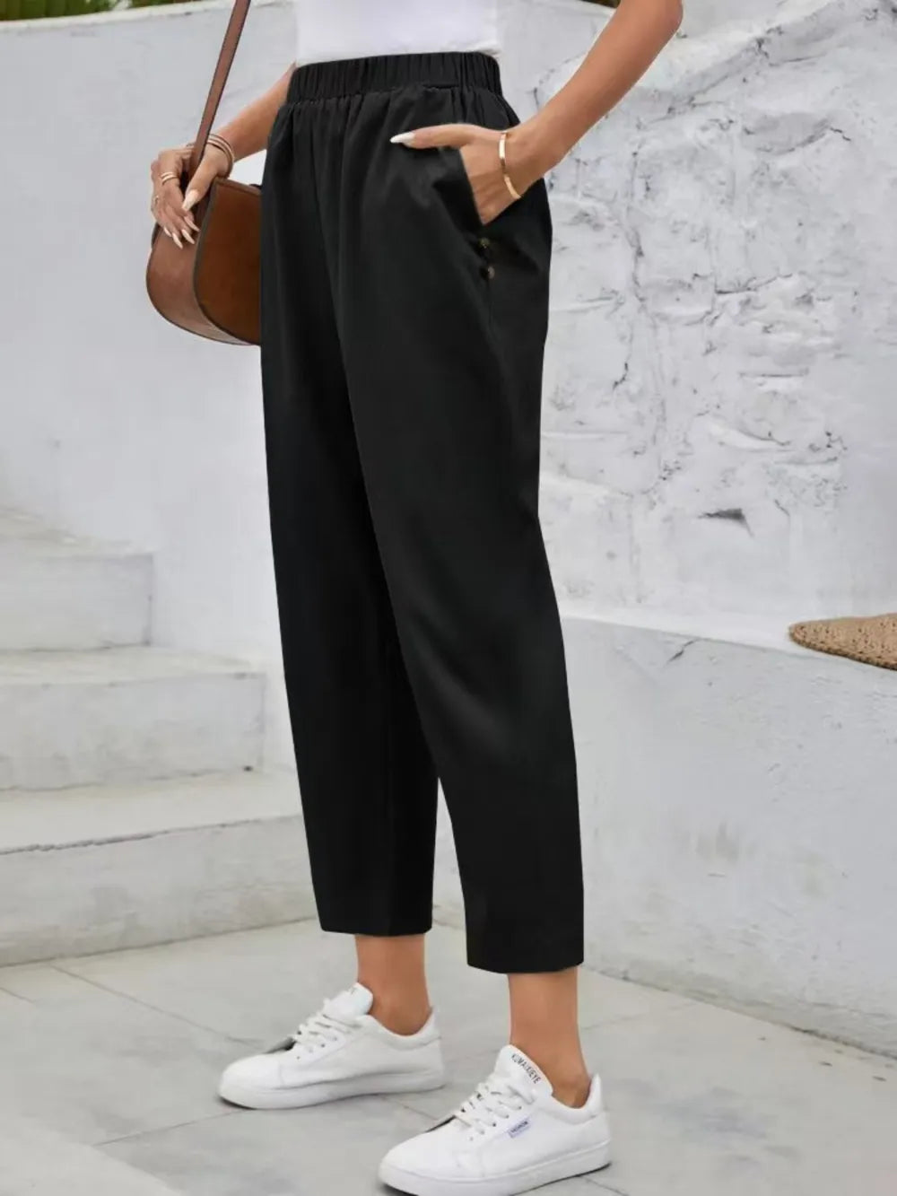 Elastic Waist High Rise Pants - adritiX