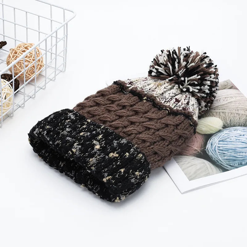 Contrast Thermal Hat with Pompom - adritiX