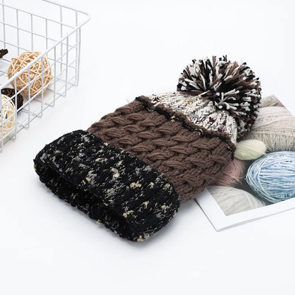 Contrast Thermal Hat with Pompom - adritiX
