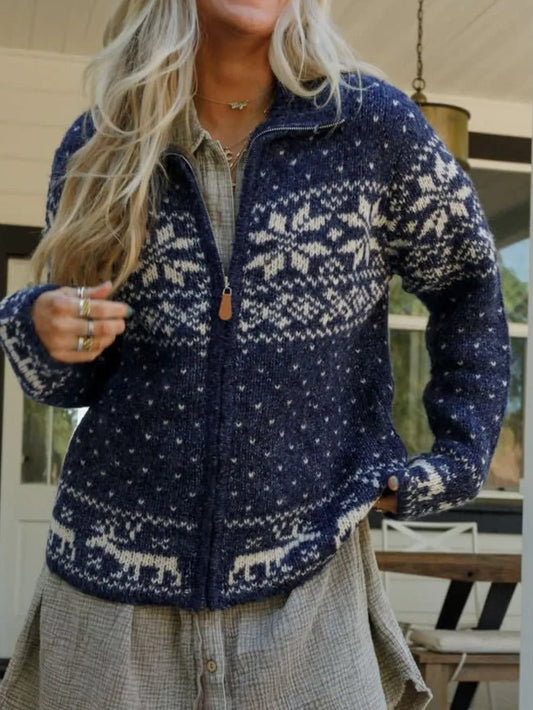 Zip Up Long Sleeve Cardigan - adritiX