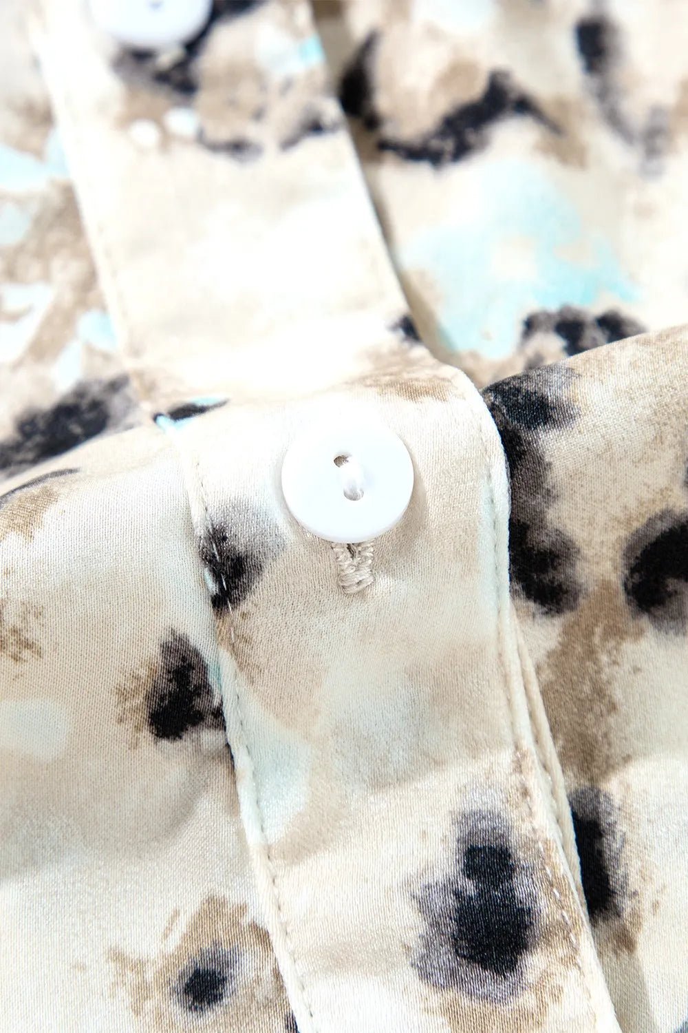 Leopard Print Buttoned Front 3/4 Sleeve Tiered Ruffled Hem Dress - adritiX