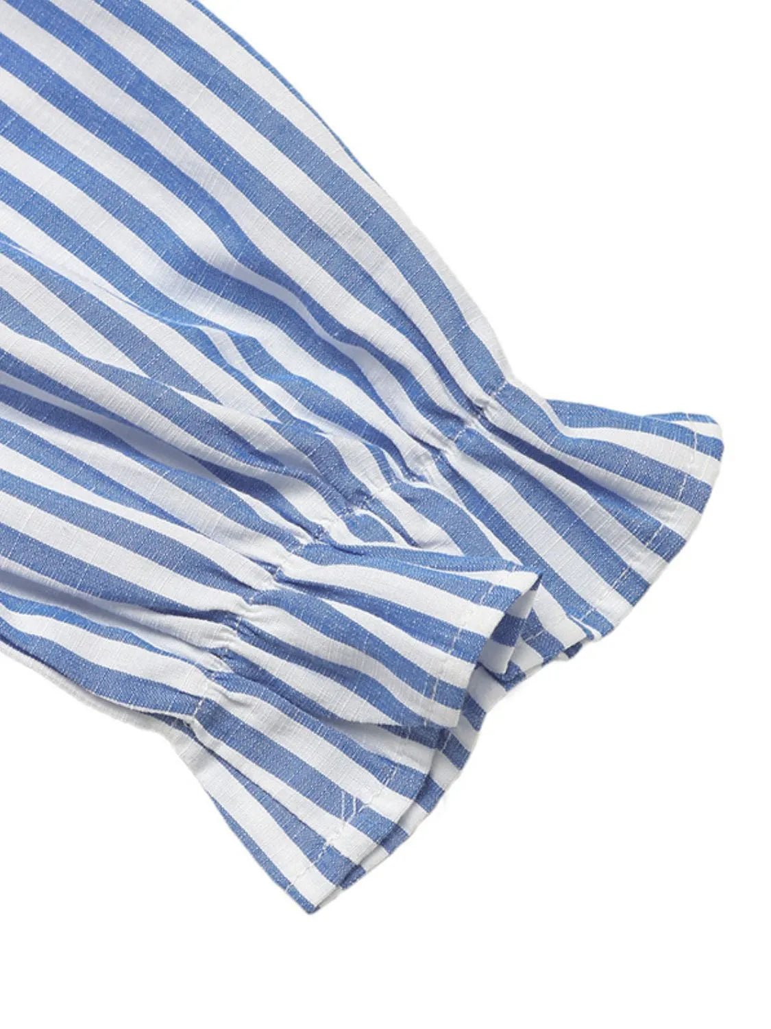 Striped Half Sleeve Mini Shirt Dress - adritiX