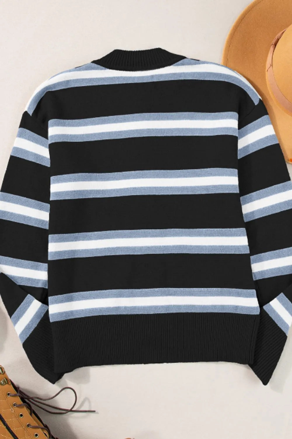 Striped Button Down Long Sleeve Cardigan - adritiX