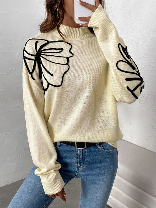 Perfee Mock Neck Dropped Shoulder Long Sleeve Sweater - adritiX