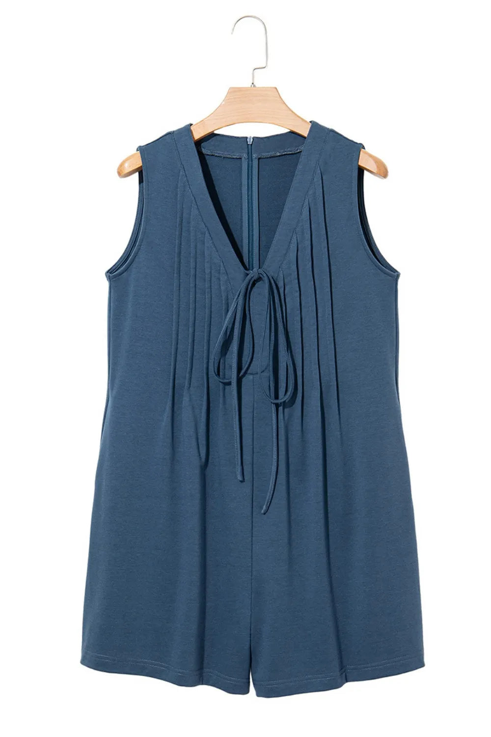 Elegant Tie Front Sleeveless Romper - adritiX