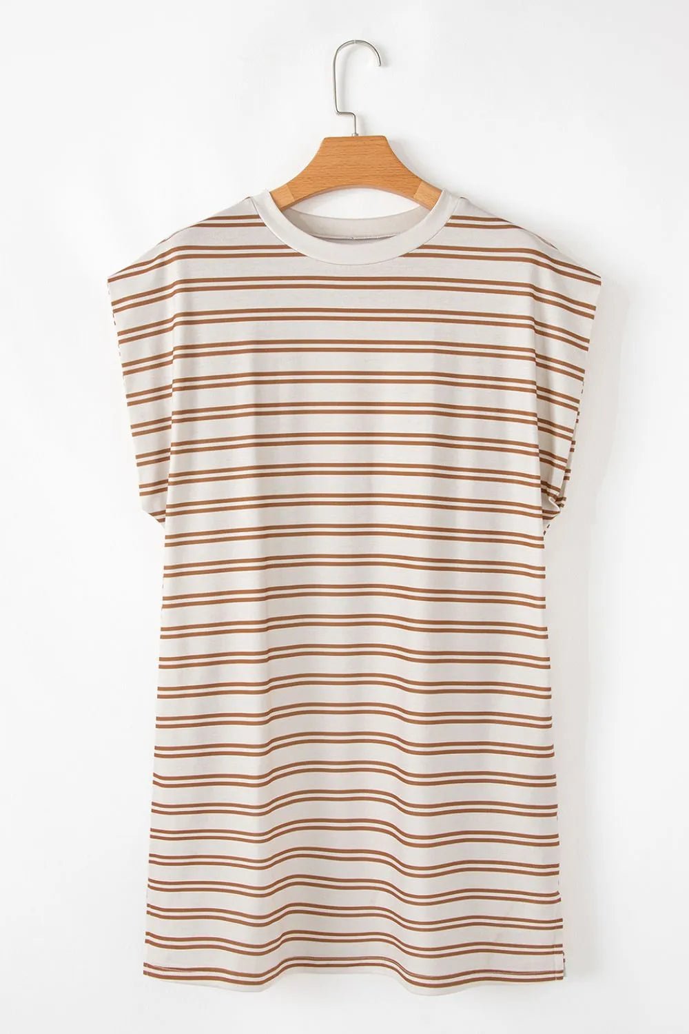 Stripe Round Neck Sleeveless Pocketed Mini Dress - adritiX