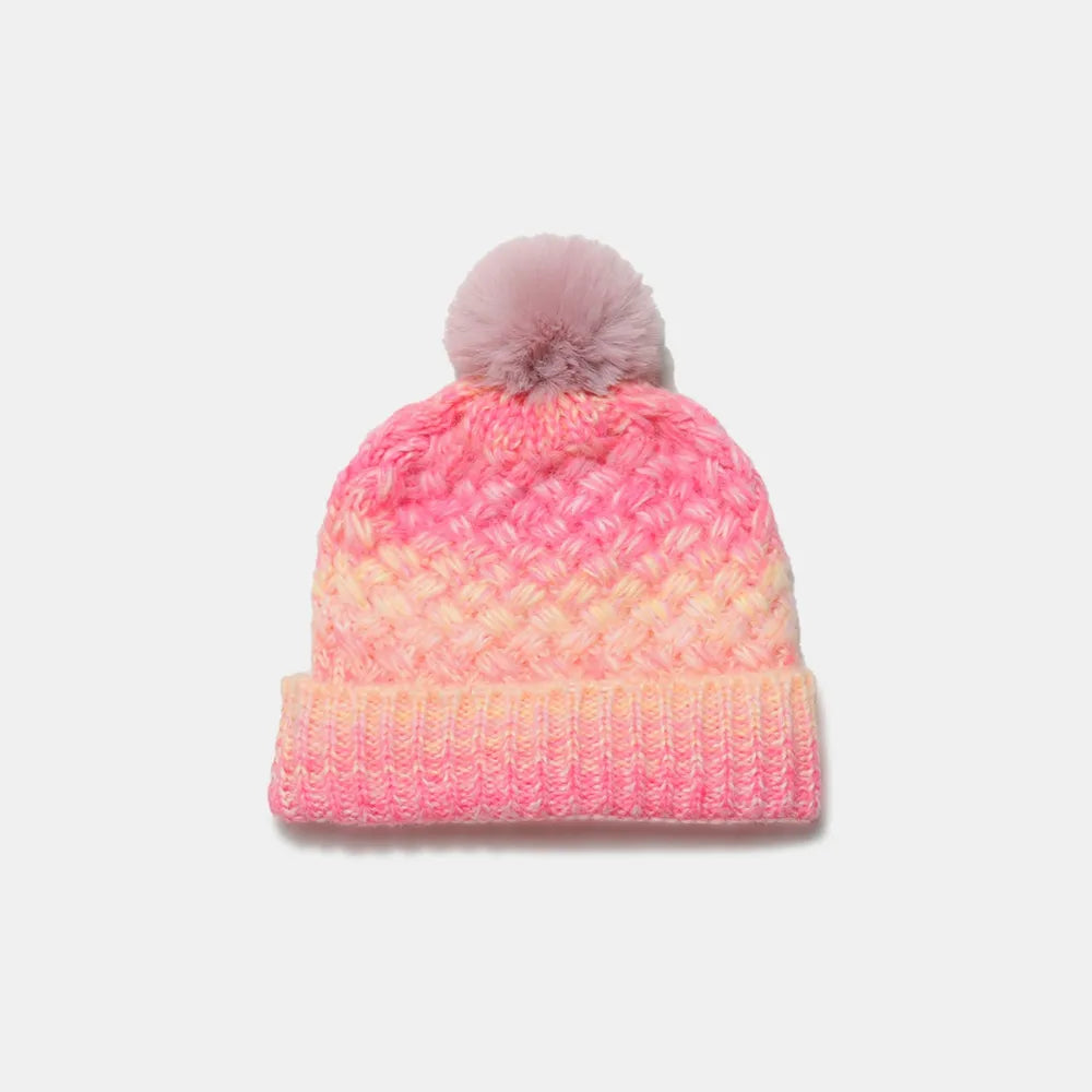 Gradient Knit Hat with Pompom - adritiX