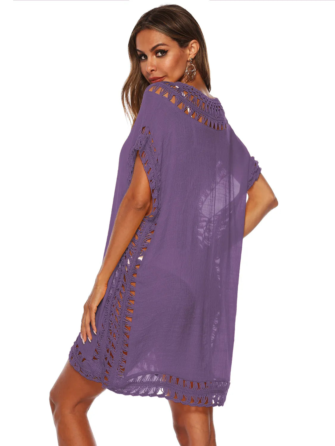 Bohemian Crochet Trim Beach Cover Up Dress - adritiX