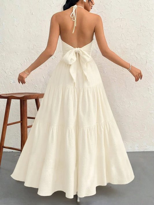 Halter Neck Tiered Maxi Dress - adritiX