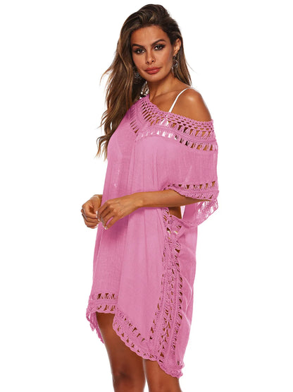 Bohemian Crochet Trim Beach Cover Up Dress - adritiX