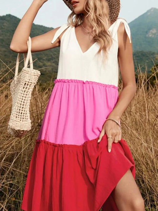 Colorblock Tiered Midi Tank Dress - adritiX