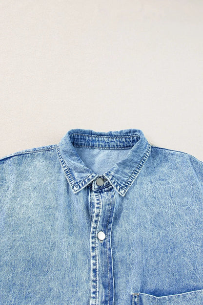 Oversized Button Down Denim Shirt Dress - adritiX