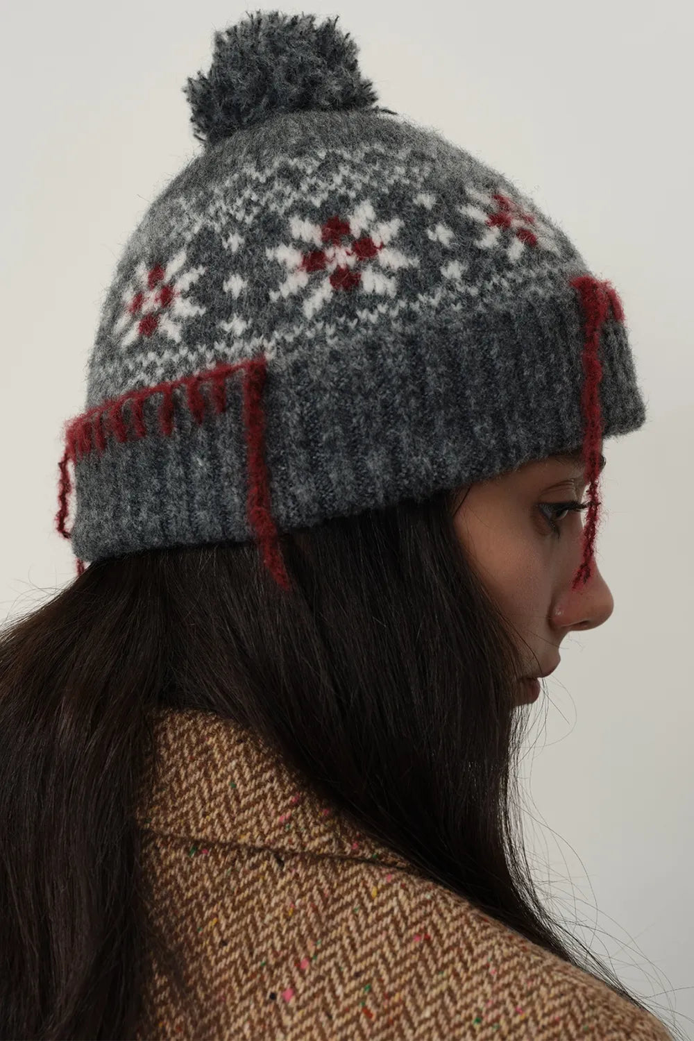 Seam Trim Geometric Knit Hat - adritiX