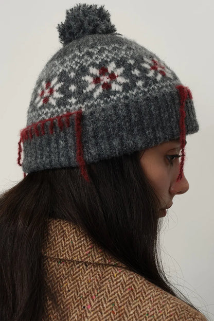 Seam Trim Geometric Knit Hat - adritiX