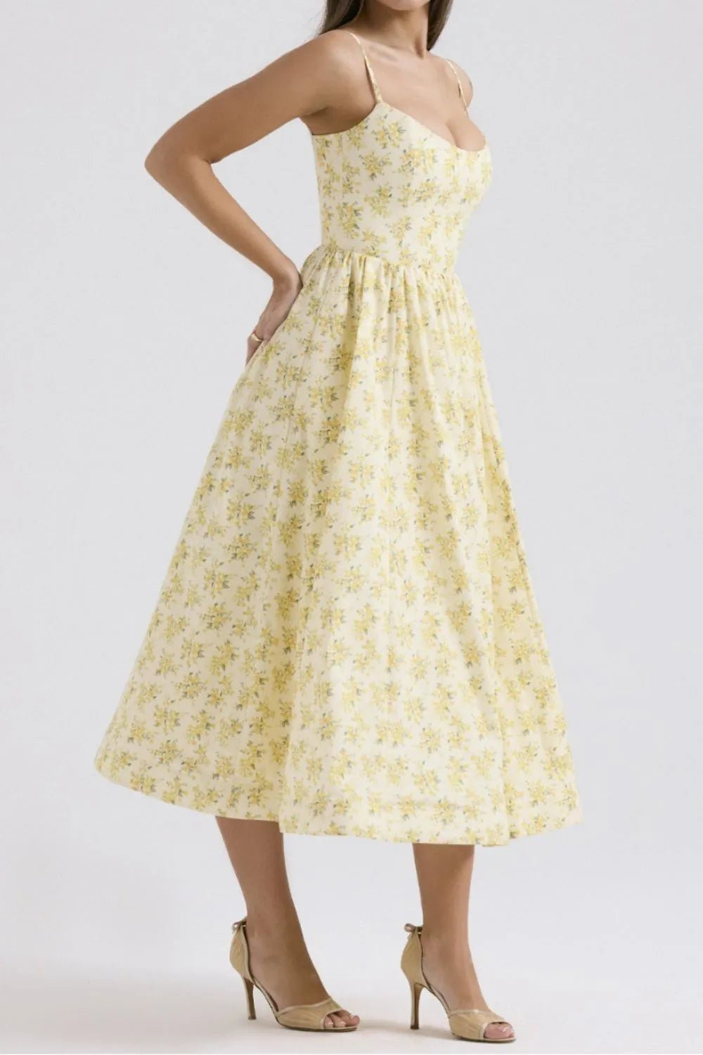 Floral Print Spaghetti Strap Midi Dress - adritiX