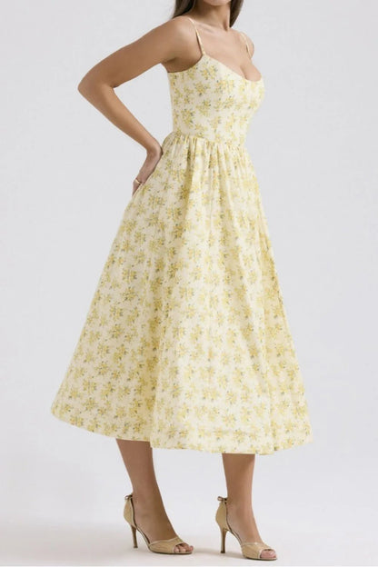 Floral Print Spaghetti Strap Midi Dress - adritiX