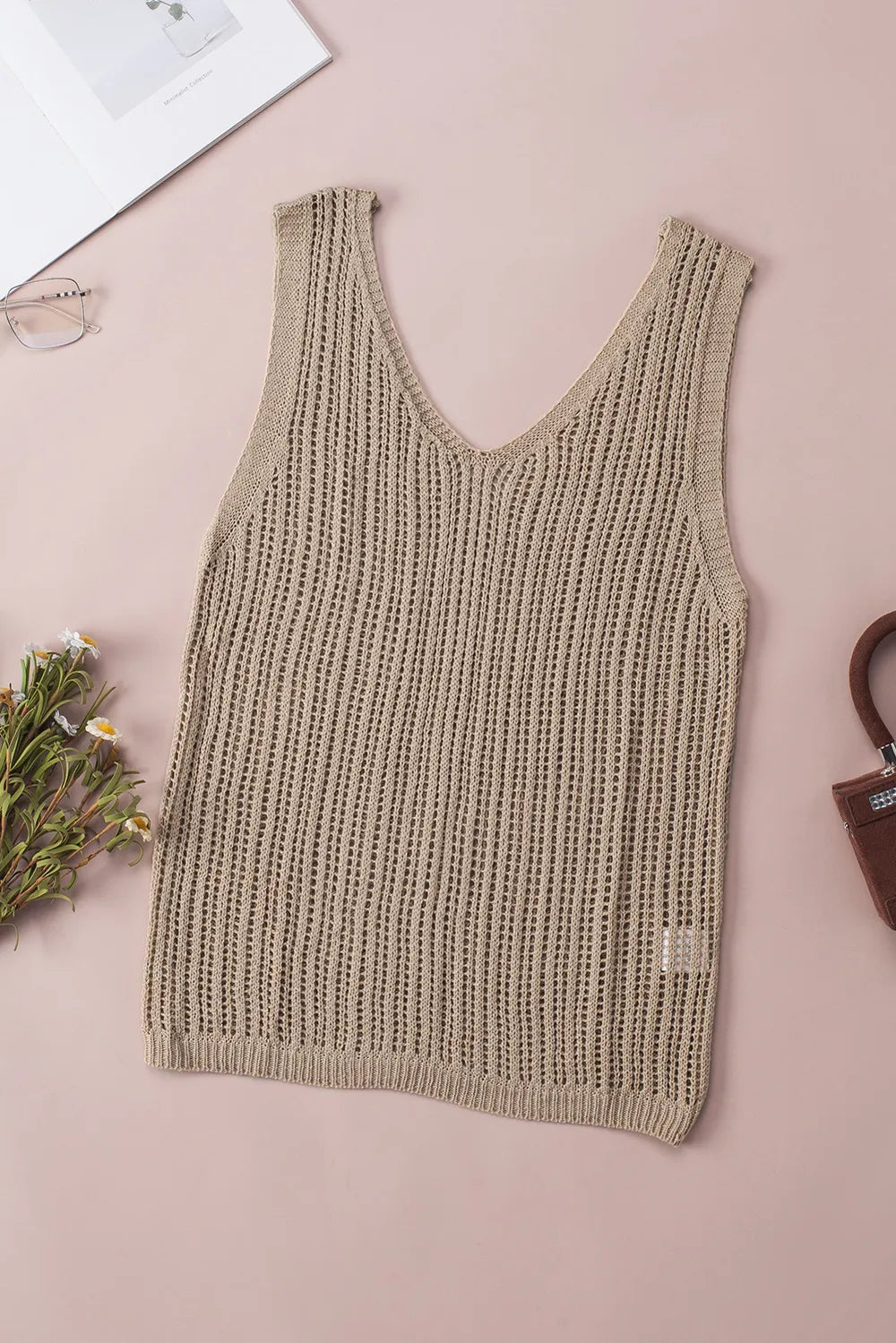 V-Neck Wide Strap Knit Vest - adritiX