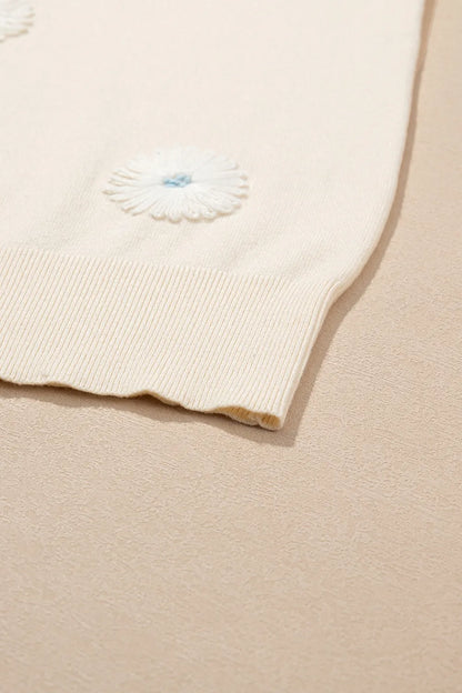 Daisy Round Neck Short Sleeve Knit Top - adritiX