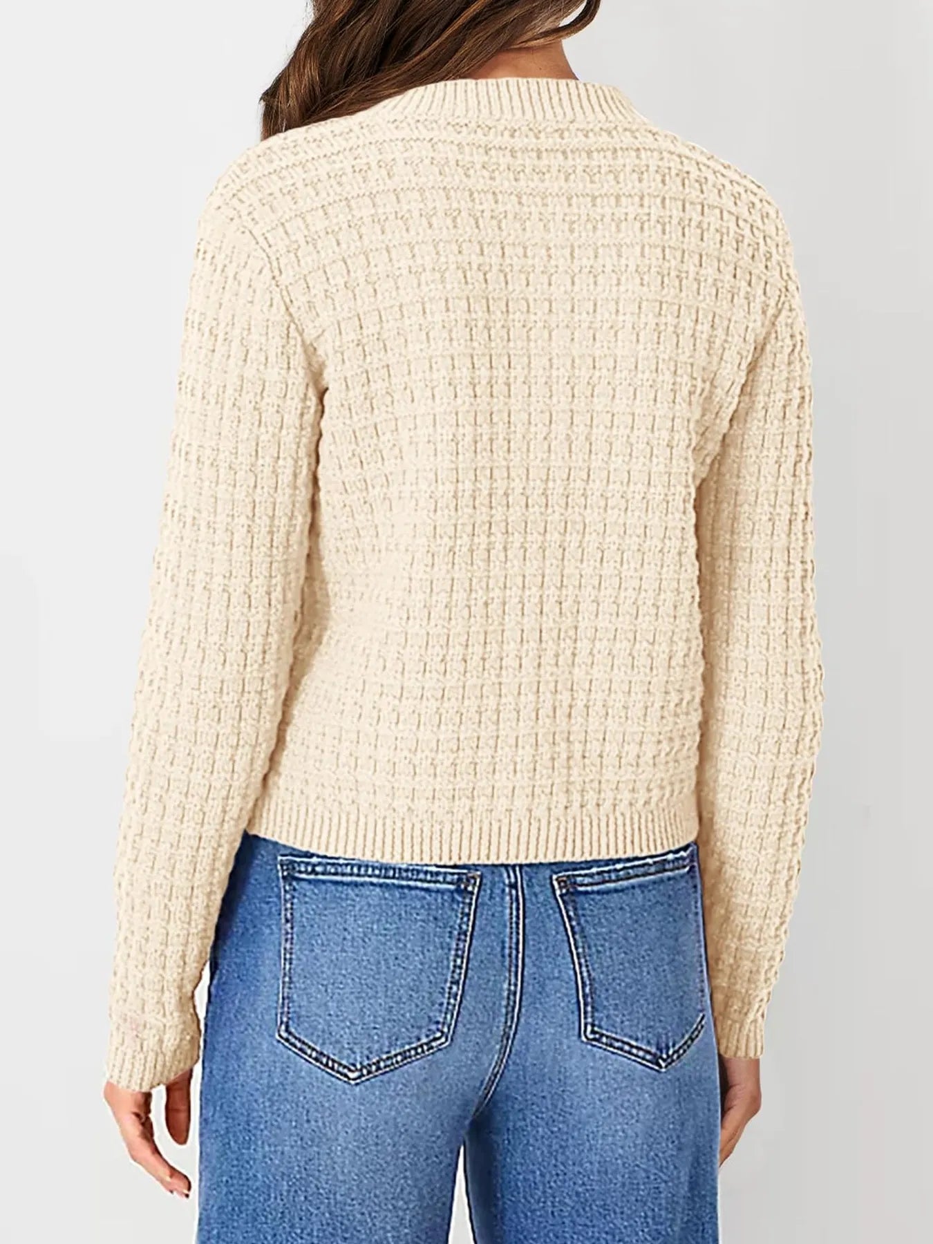 Elegant Textured Knit Button-Front Cardigan - adritiX