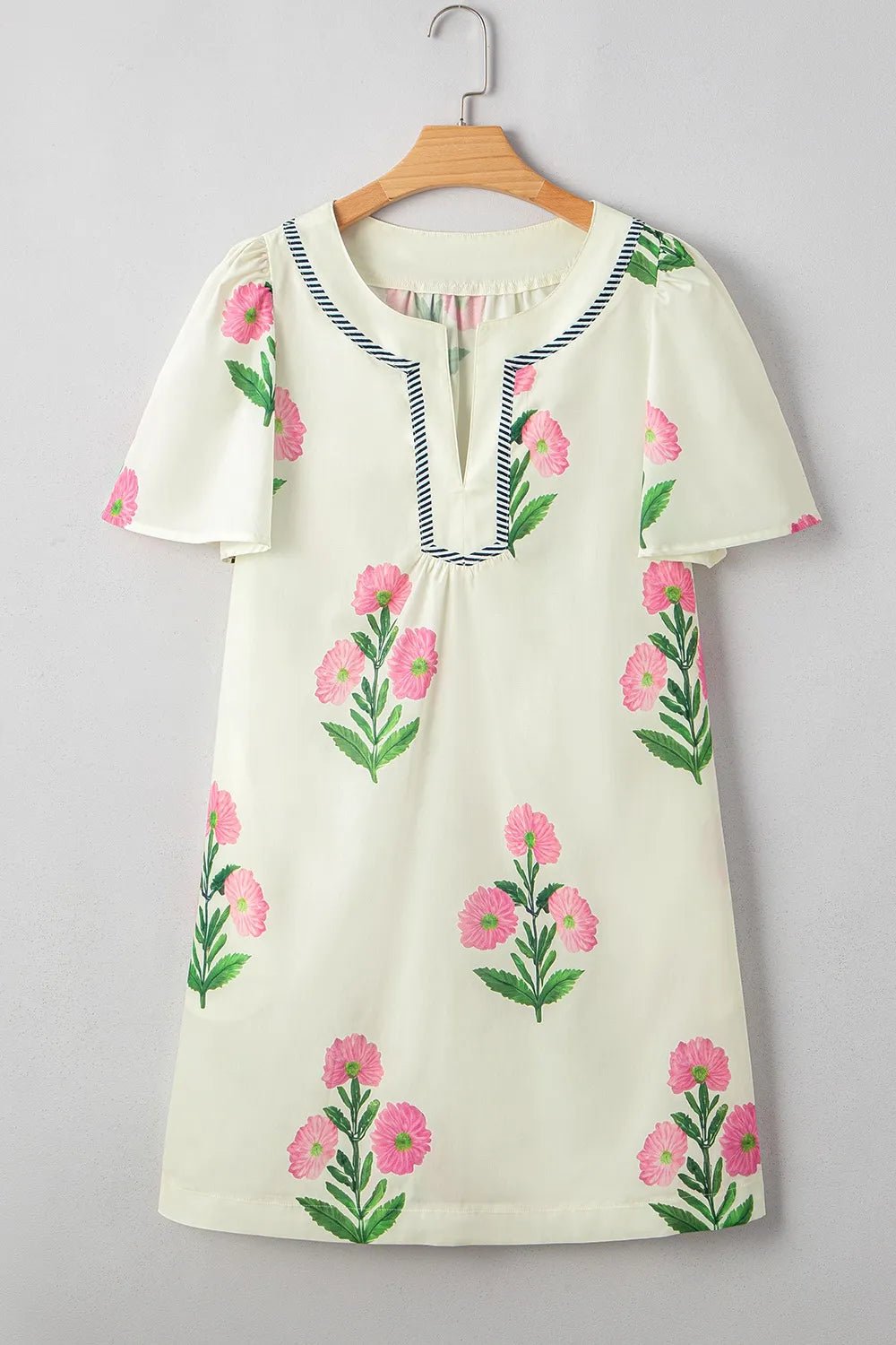Floral Print Flutter Sleeve Summer Mini Dress - adritiX