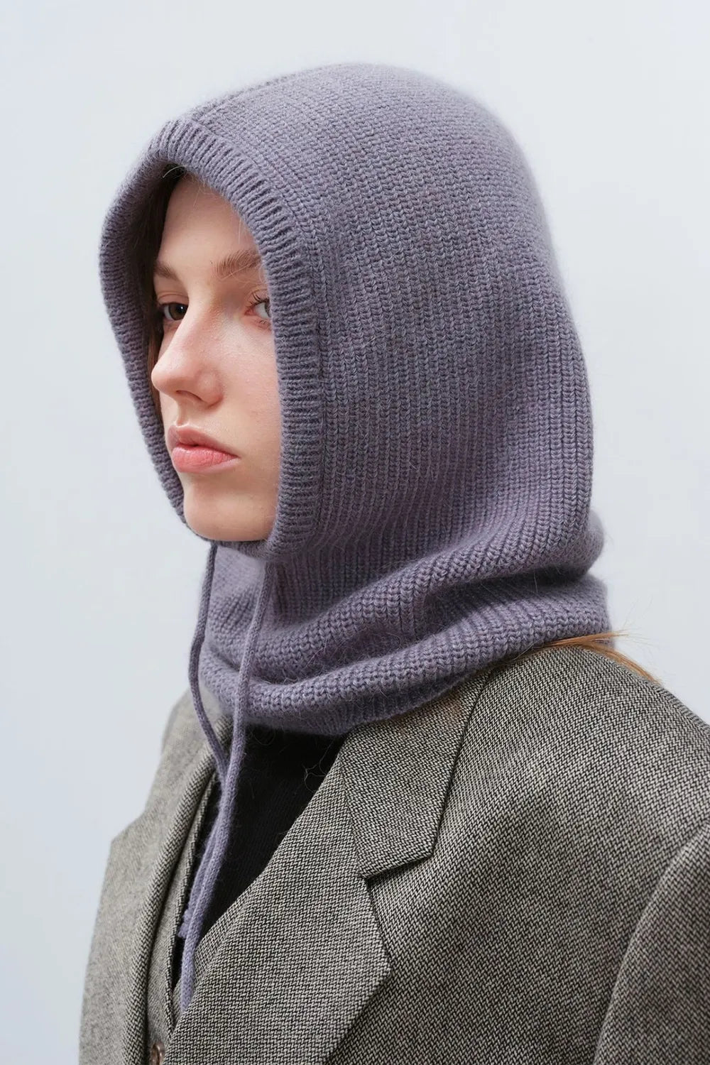 Drawstring Solid Color Thermal Knit Hat - adritiX