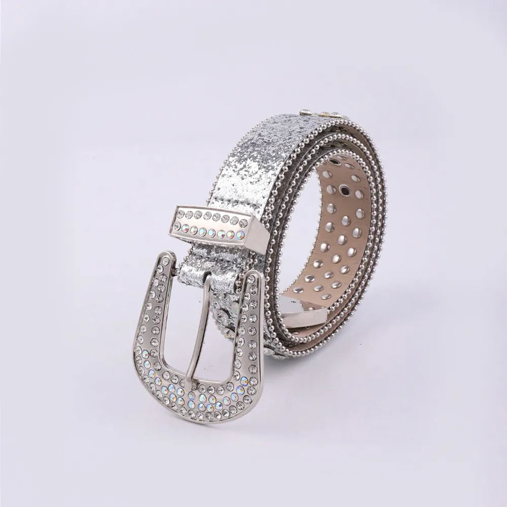 PU Leather Rhinestone Belt - adritiX