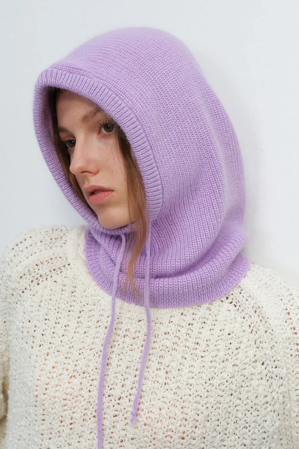 Drawstring Solid Color Thermal Knit Hat - adritiX