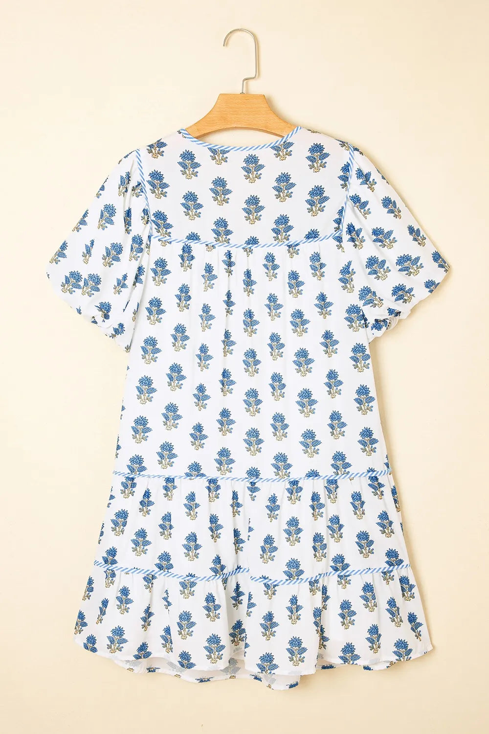 Elegant Floral Puff Sleeve Mini Dress with Pockets - adritiX