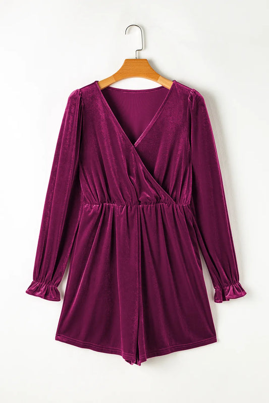 Elegant Surplice Flounce Sleeve Romper - adritiX