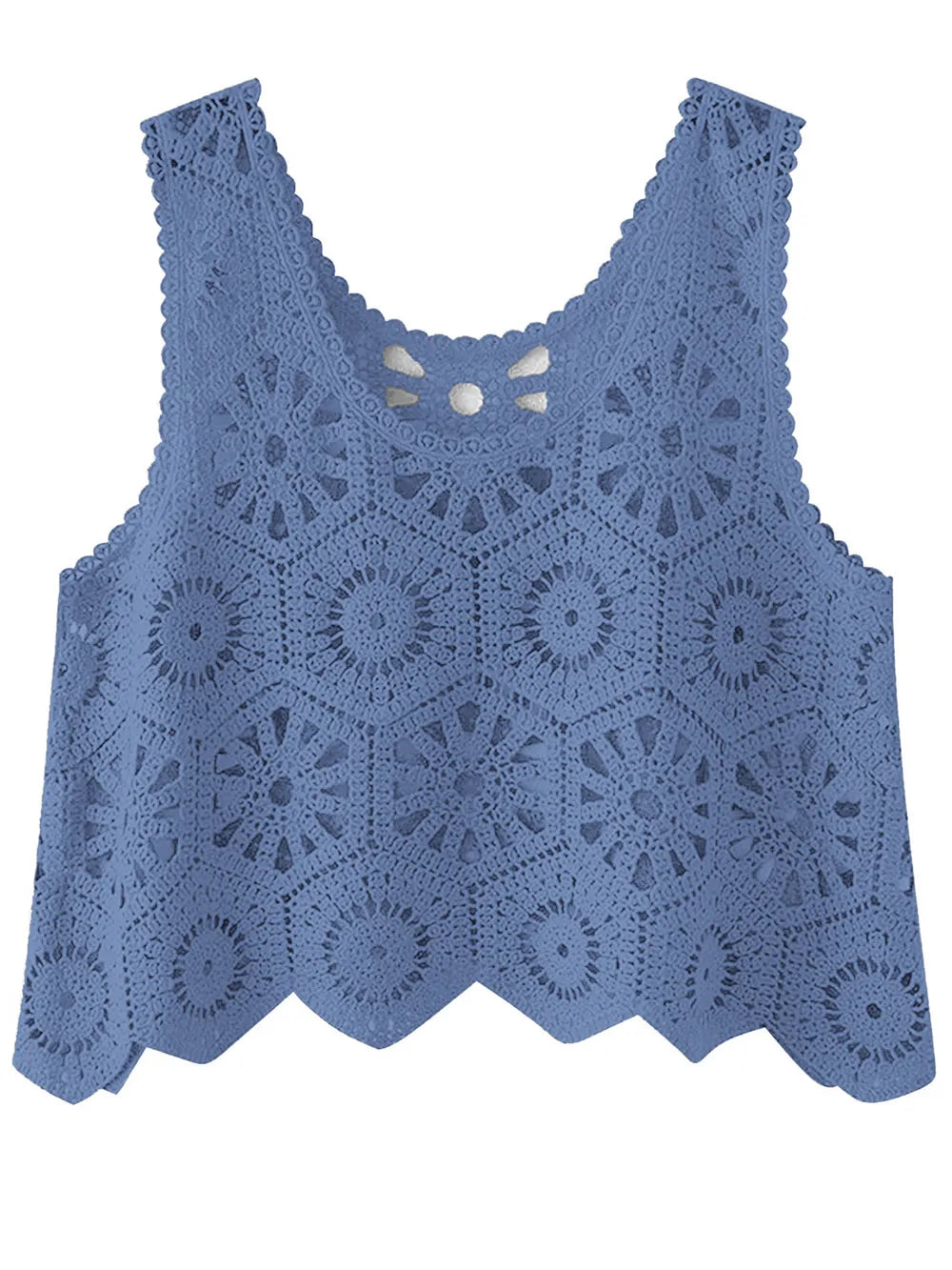 Openwork Round Neck Knit Vest - adritiX