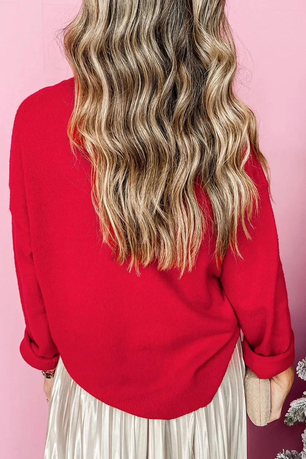 Elegant MERRY Round Neck Long Sleeve Sweater - adritiX