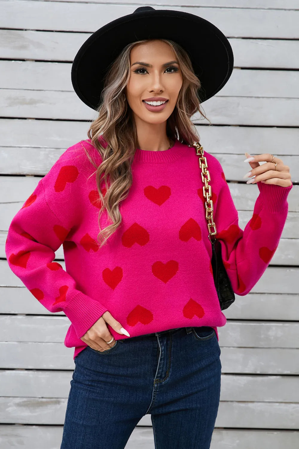 Angel Wings Heart Round Neck Long Sleeve Sweater - adritiX
