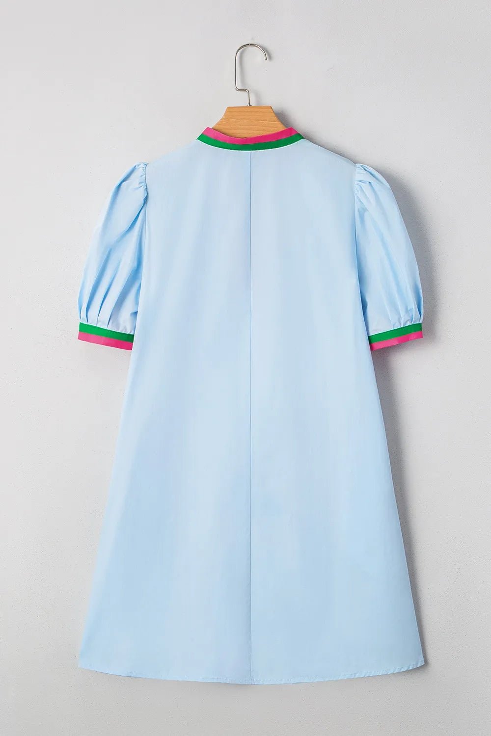 Notched Puff Sleeve Swing Dress - adritiX
