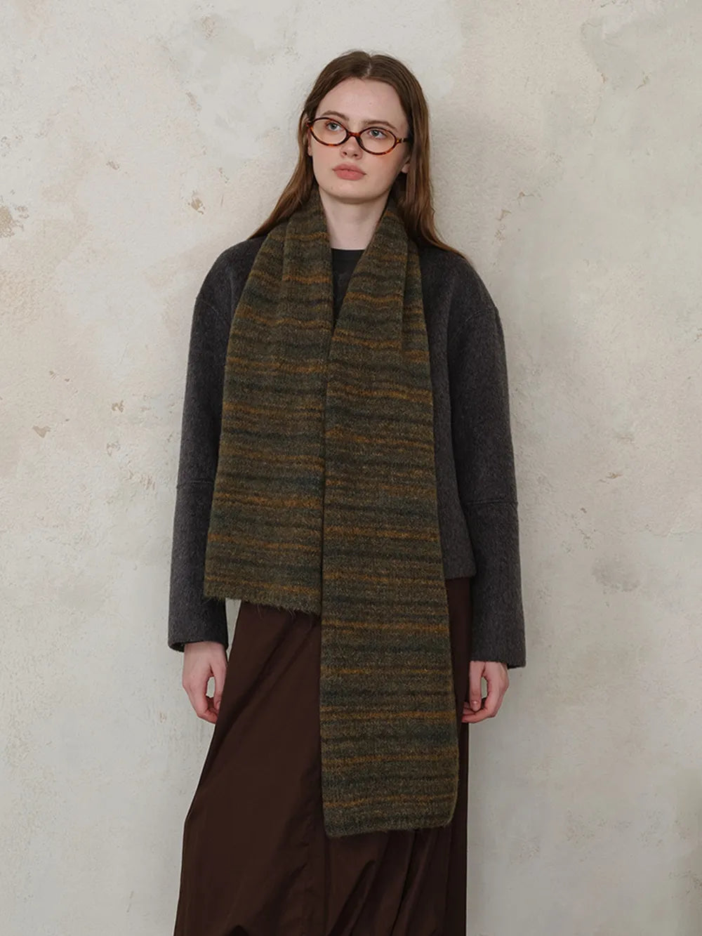 Striped Detail Knit Scarf - adritiX