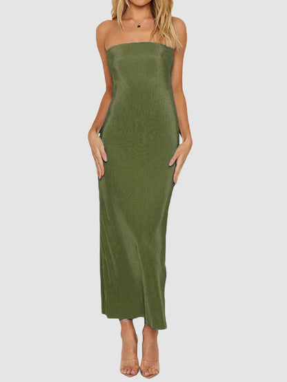 Lace-Up Back Tube Maxi Dress - adritiX