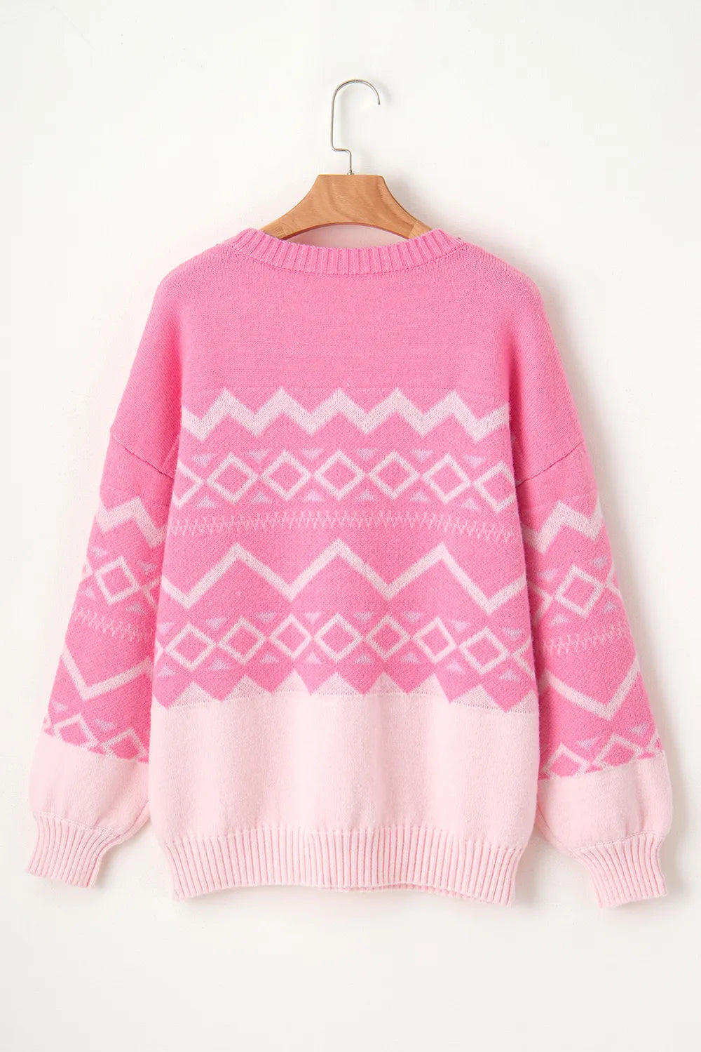Geometric Drop Shoulder Long Sleeve Sweater - adritiX