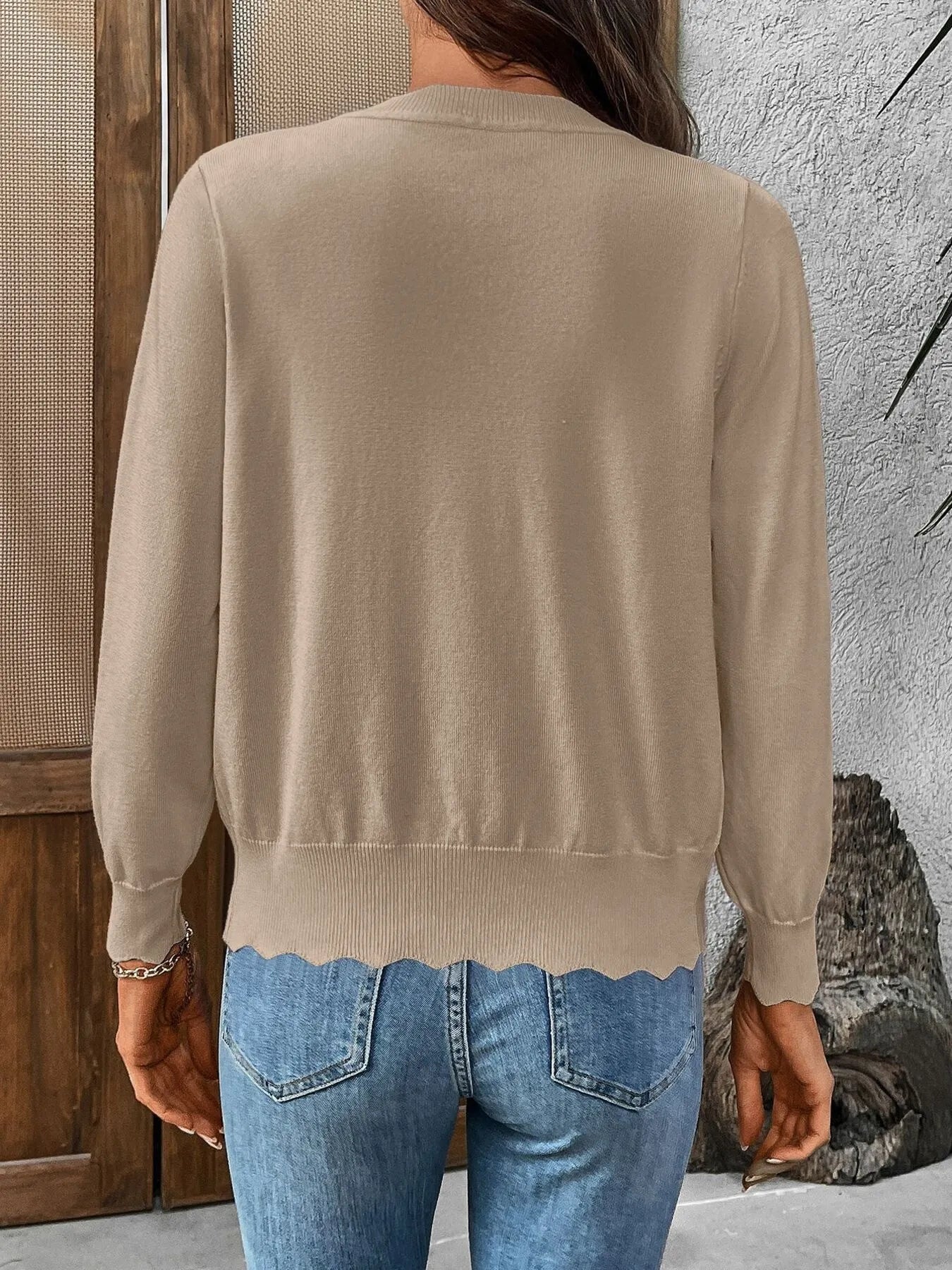 Ribbed Edge Button-Up Knit Cardigan - adritiX