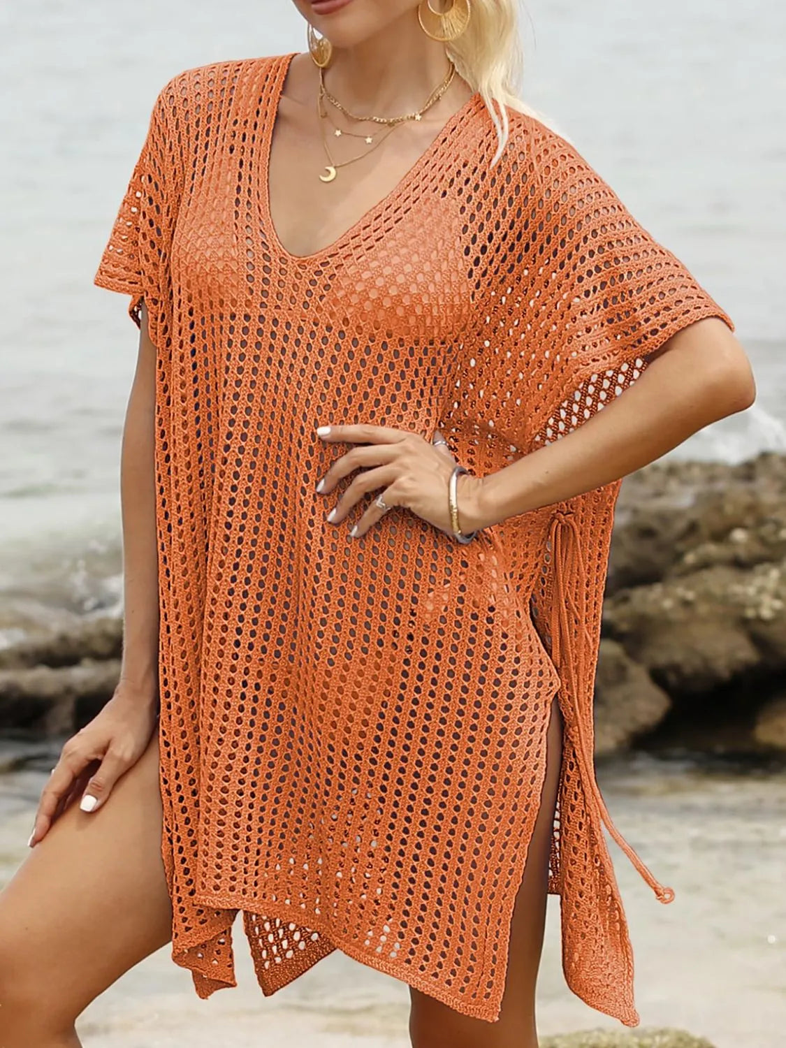 Side Tied V-Neck Cover-Up - adritiX