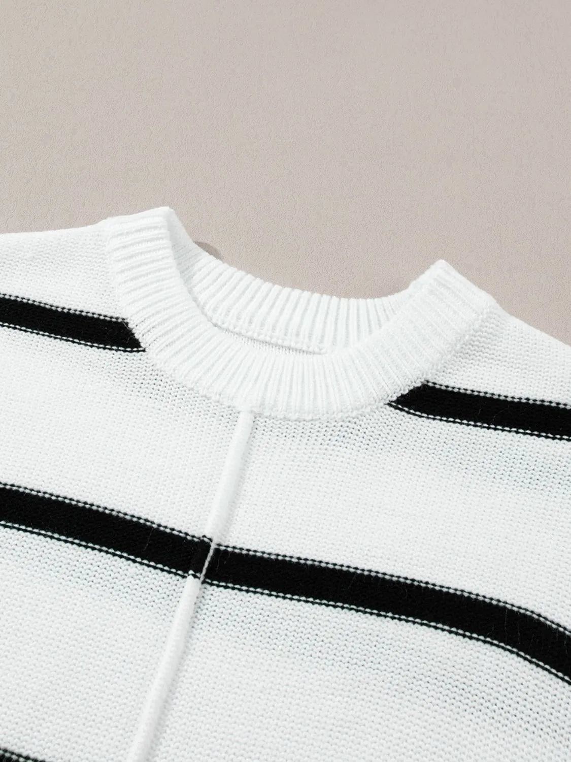 Striped Batwing Sleeve Knit Top - adritiX