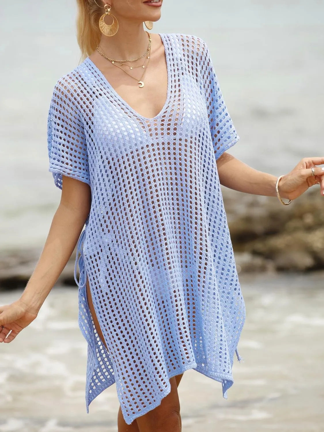 Side Tied V-Neck Cover-Up - adritiX