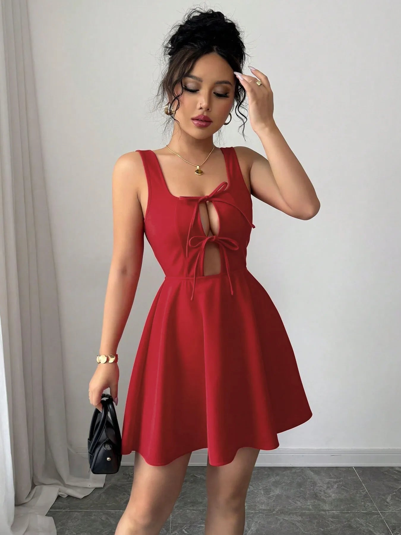 Tie Front Wide Strap Dress - adritiX