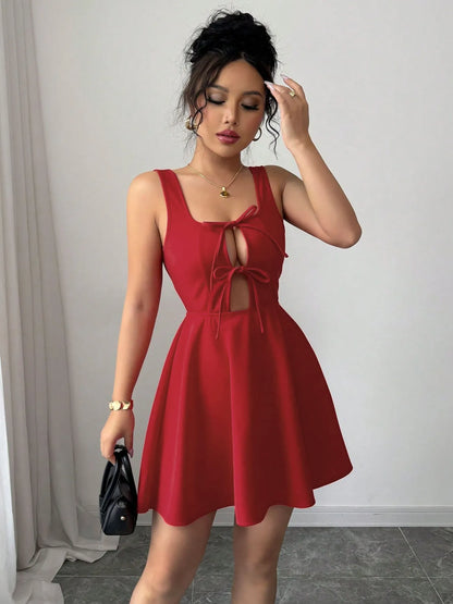 Tie Front Wide Strap Dress - adritiX