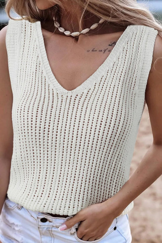 V-Neck Wide Strap Knit Vest - adritiX