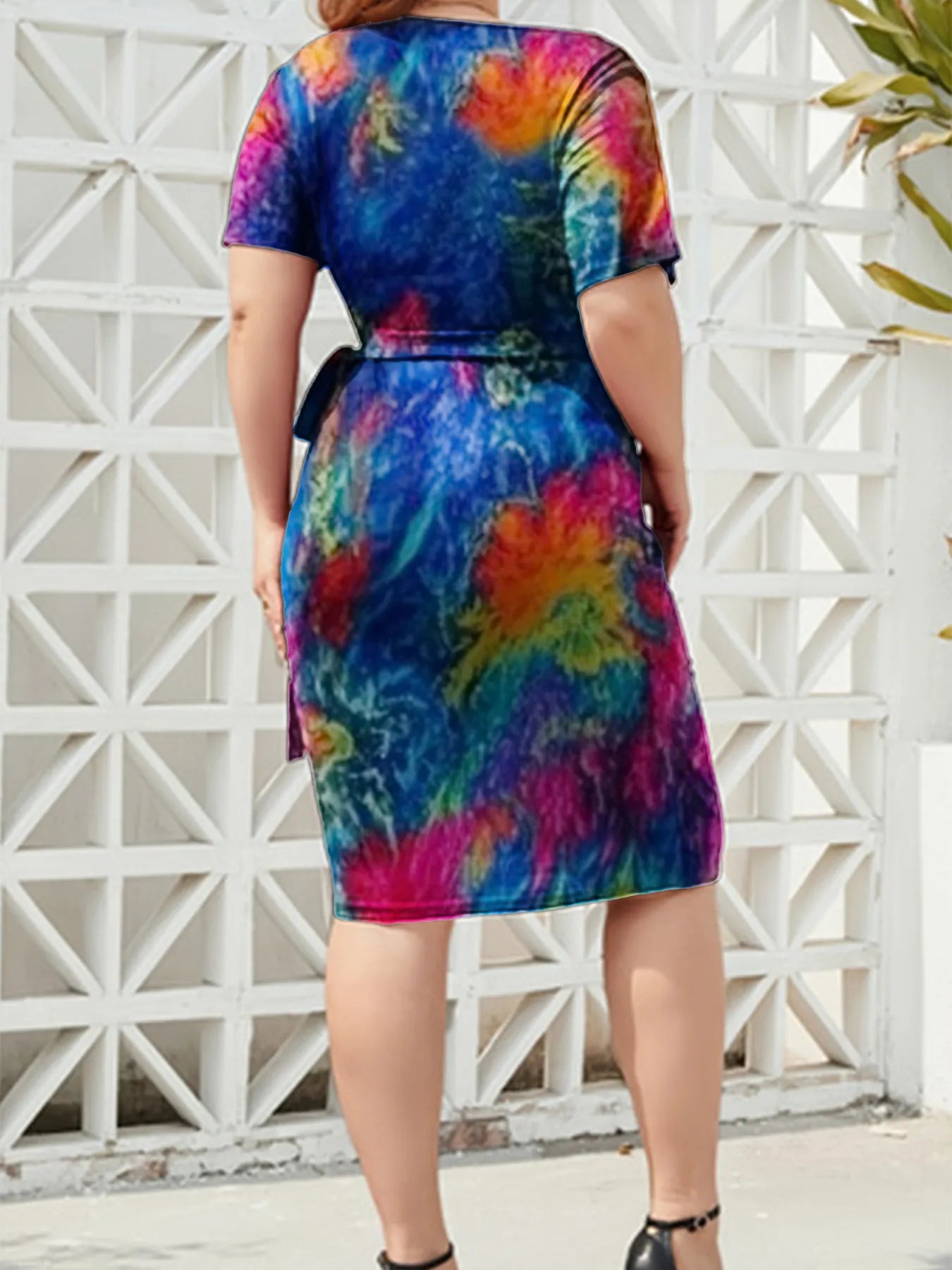 Surplice Short Sleeve Dress - adritiX