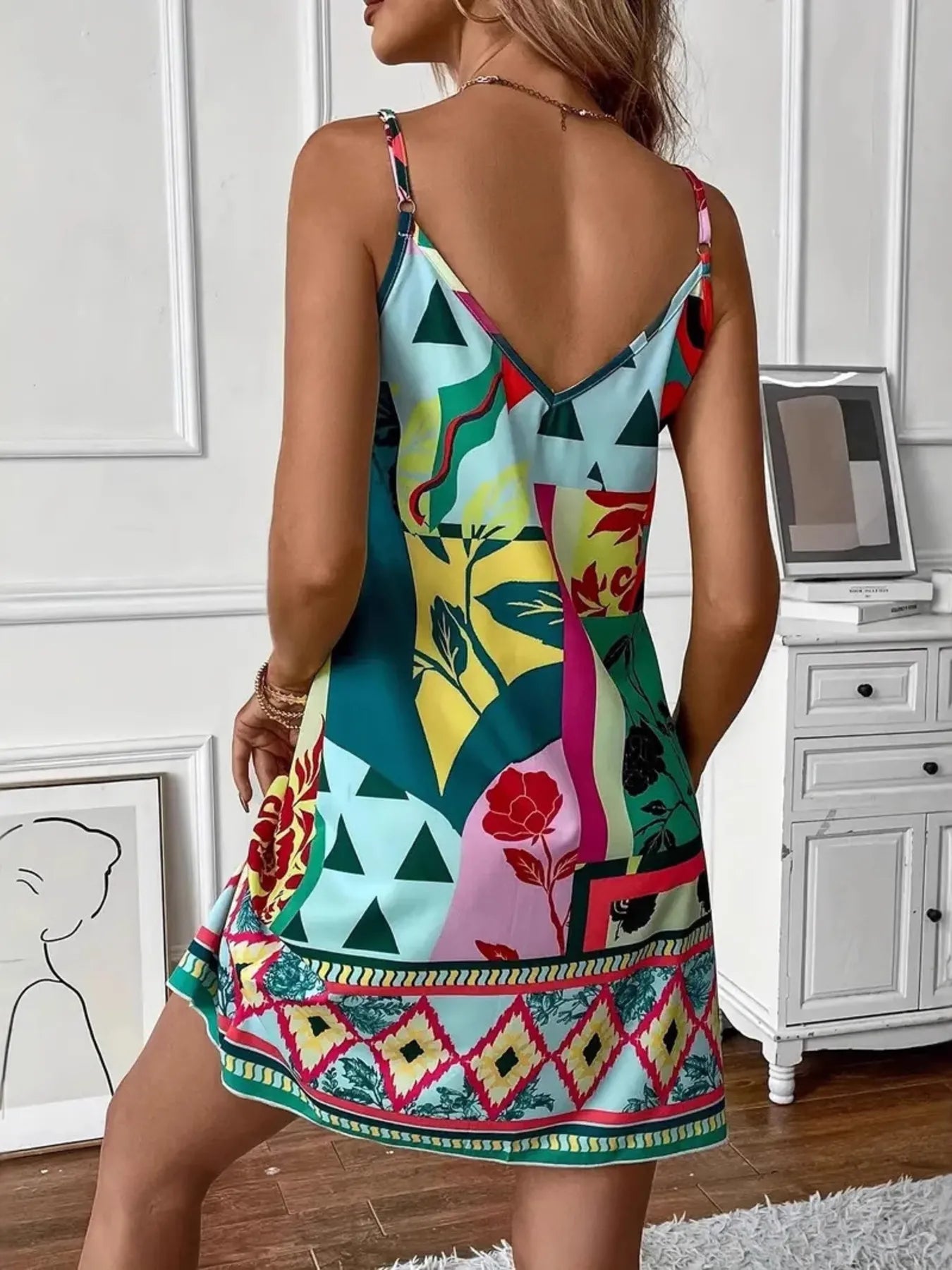 Abstract Print Cami Mini Dress - adritiX