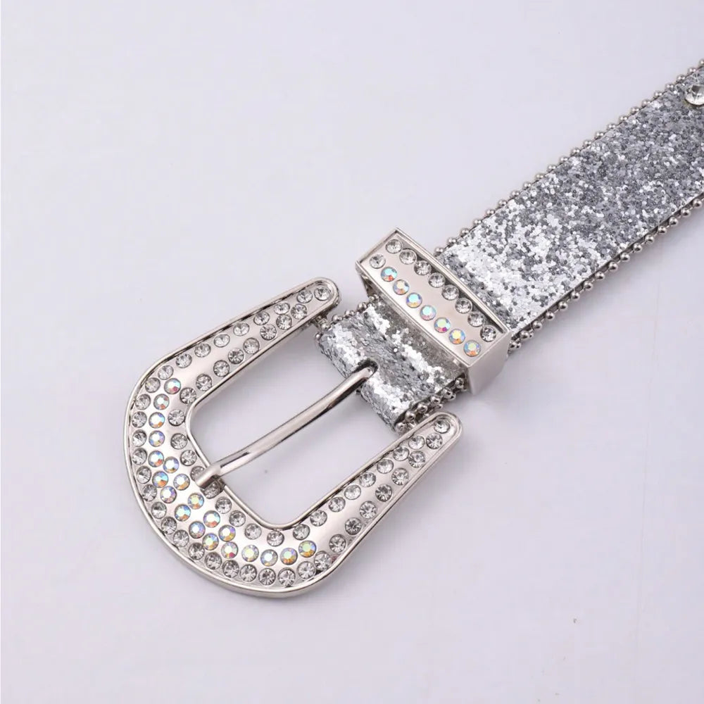 PU Leather Rhinestone Belt - adritiX